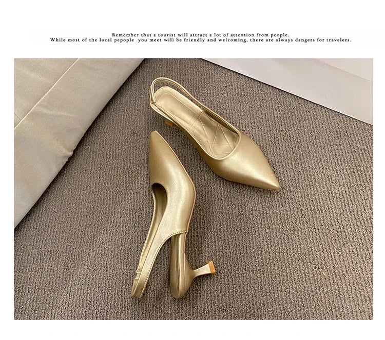 EtherealBe Mid Heel Pointed Toe Slingback Shoes