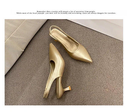 EtherealBe Mid Heel Pointed Toe Slingback Shoes