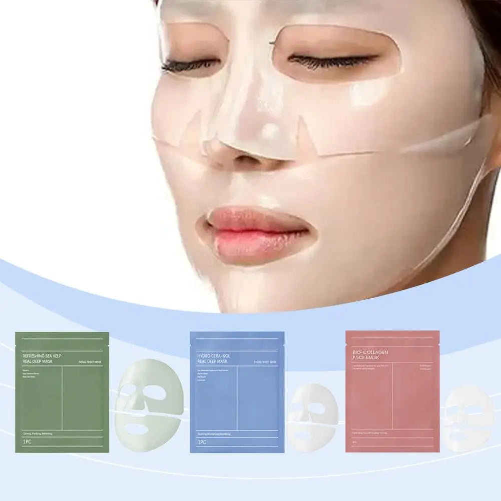 3pcs Bio-Collagen Face Mask Deep Moisturizing Collagen Protein Hydrogel Soft Gel Mask Skin Care Products