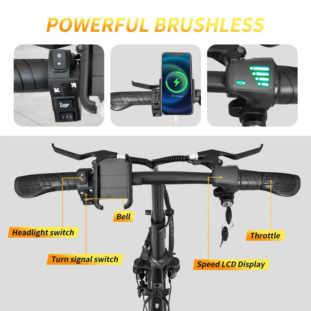 IDOTATA Ebike K300 Mini Folding Ebike for Adults, Electric Bike,Electric Bicycle with Lithium Battery,20MPH Commuting e-bike