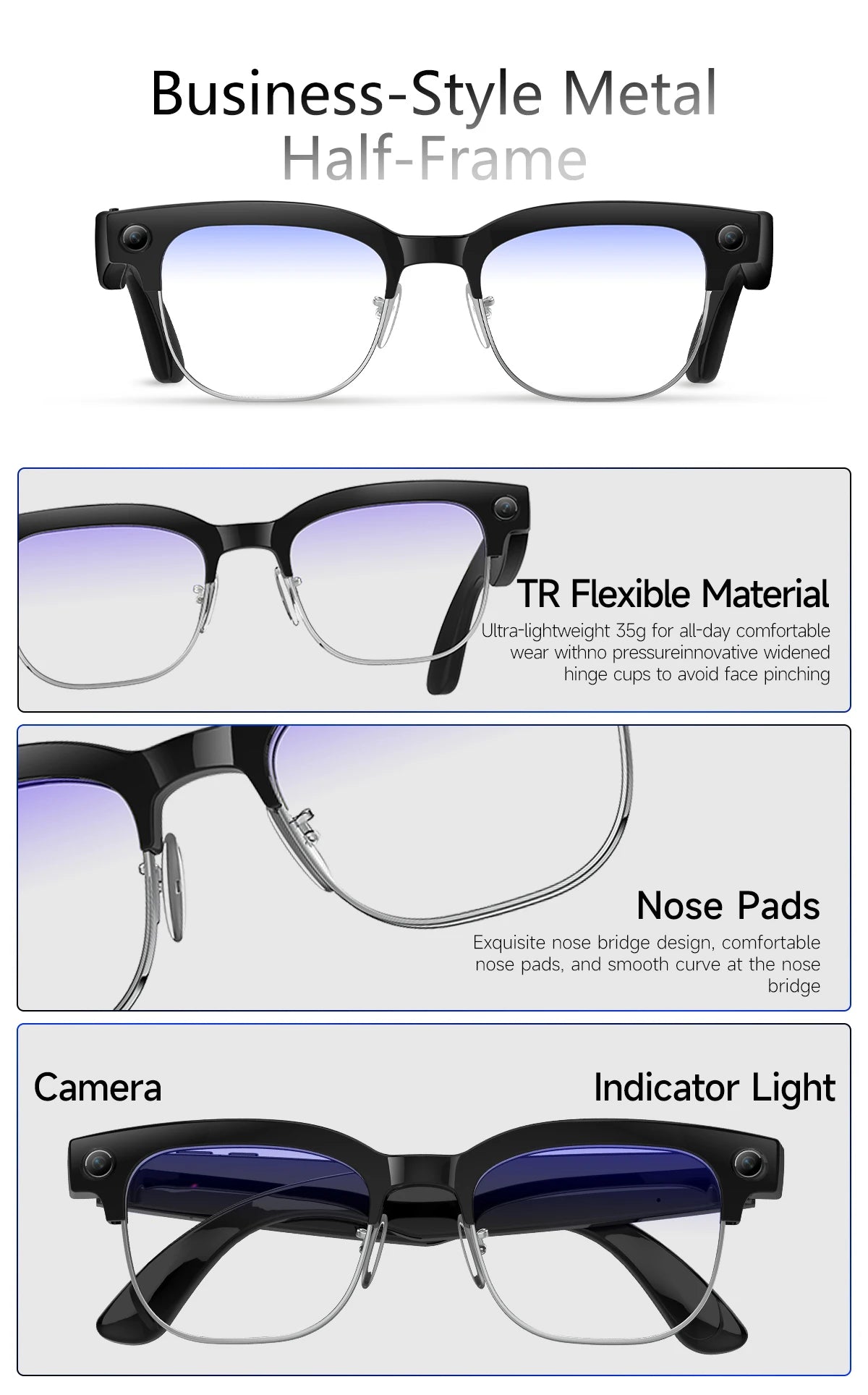 2026 New Upgrade Smart Glasses With Camera Video Recording AI Photo Recognition Bluetooth Call Translation Voice Sunglasses Men