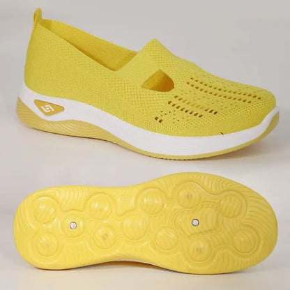 EtherealBe lightweight women's walking flats in yellow with breathable design and flexible sole