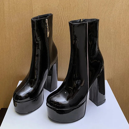 Autumn Winter 2025 New Super High Heels Zipper White Ankle Boots for Women Round Head Casual Party Versatile Platform Shoes 43