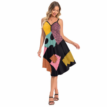 Zawaland Christmas Horror Sally Cosplay Costume Zombie Dress for Women Halloween Dress Up Funny Party Dresses Leggings Suit