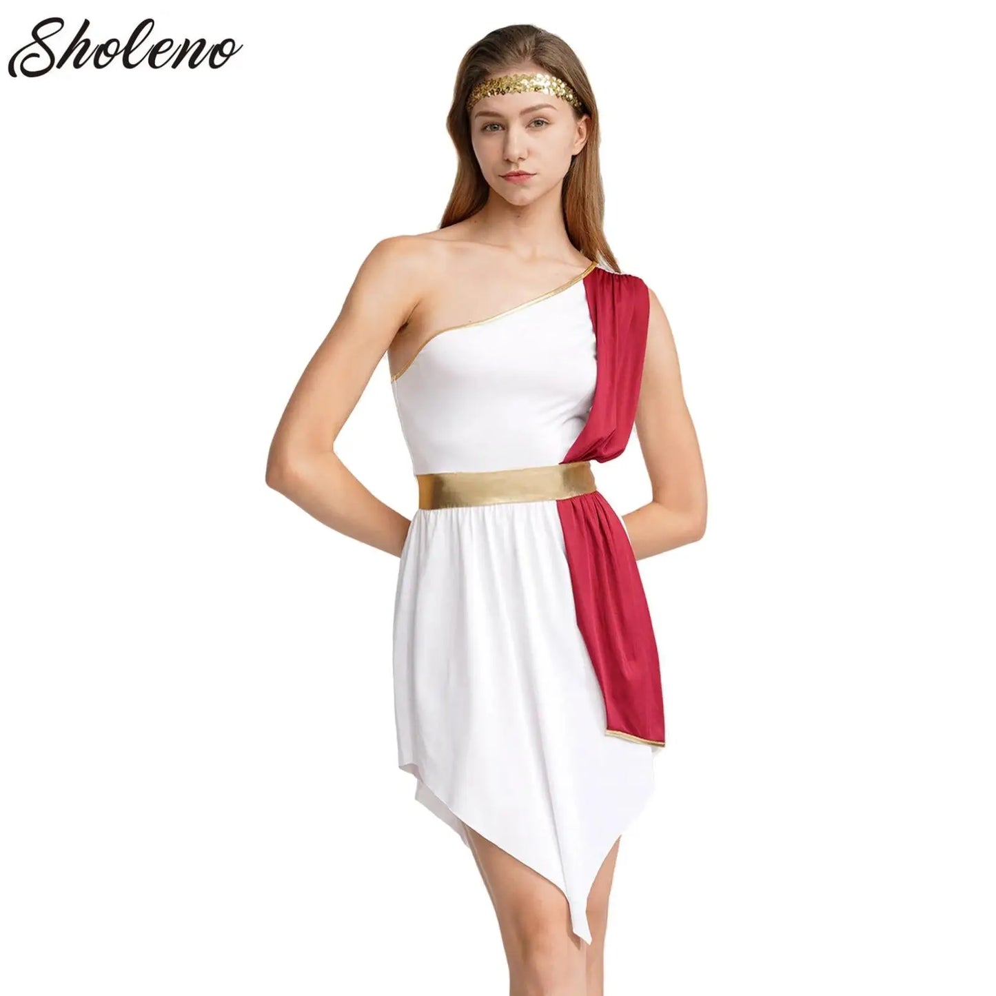 Women Ancient Roman Greek Role Play Toga Senator Caesar Costume Athenian Princess Empress Dress Robe for Halloween Cosplay Party