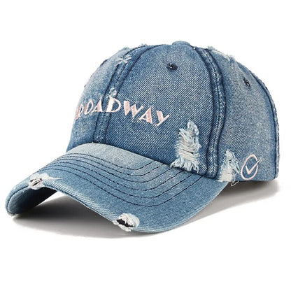 Snapback Women's Distressed Hole Embroidery Simple Baseball Cap For Women Men Fashion Female Outdoor Leisure Cowboy Hat Caps