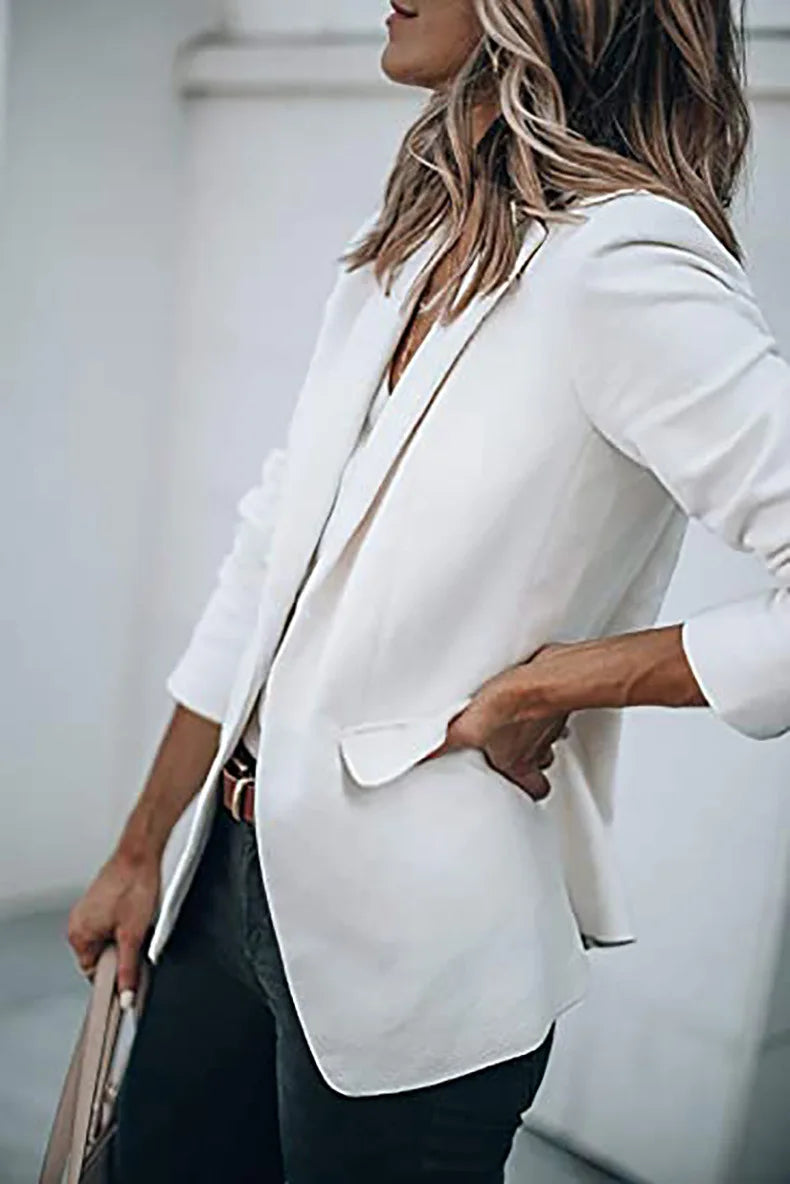 Autumn New Temperament Coat Women's Long Sleeve Solid Color Suit Collar Single Breasted Suit