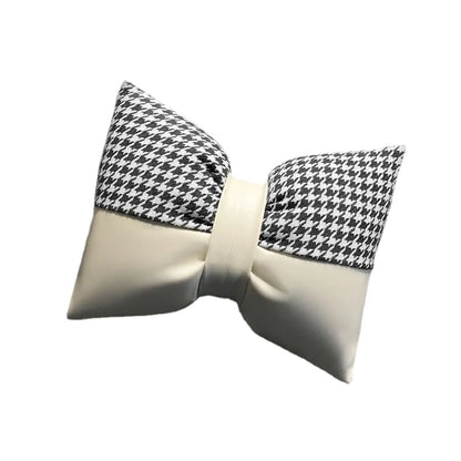 Car Headrest Neck Care Supplies Bird Grid Cute Bow Decorative Female Car Pillow