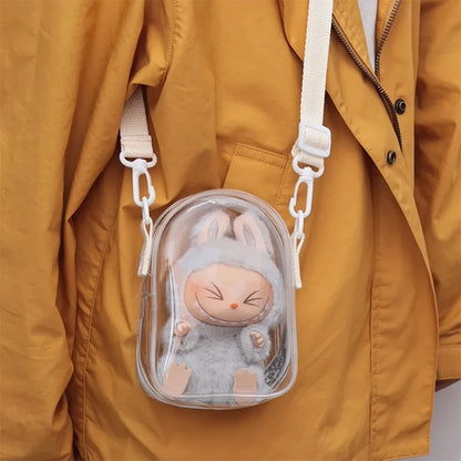 Labubu Protect Case Creative Transparent Colored Ball 15cm Labubu Sitting Party Protection Shoulder Bag Pain Bag PVC Storage Bag