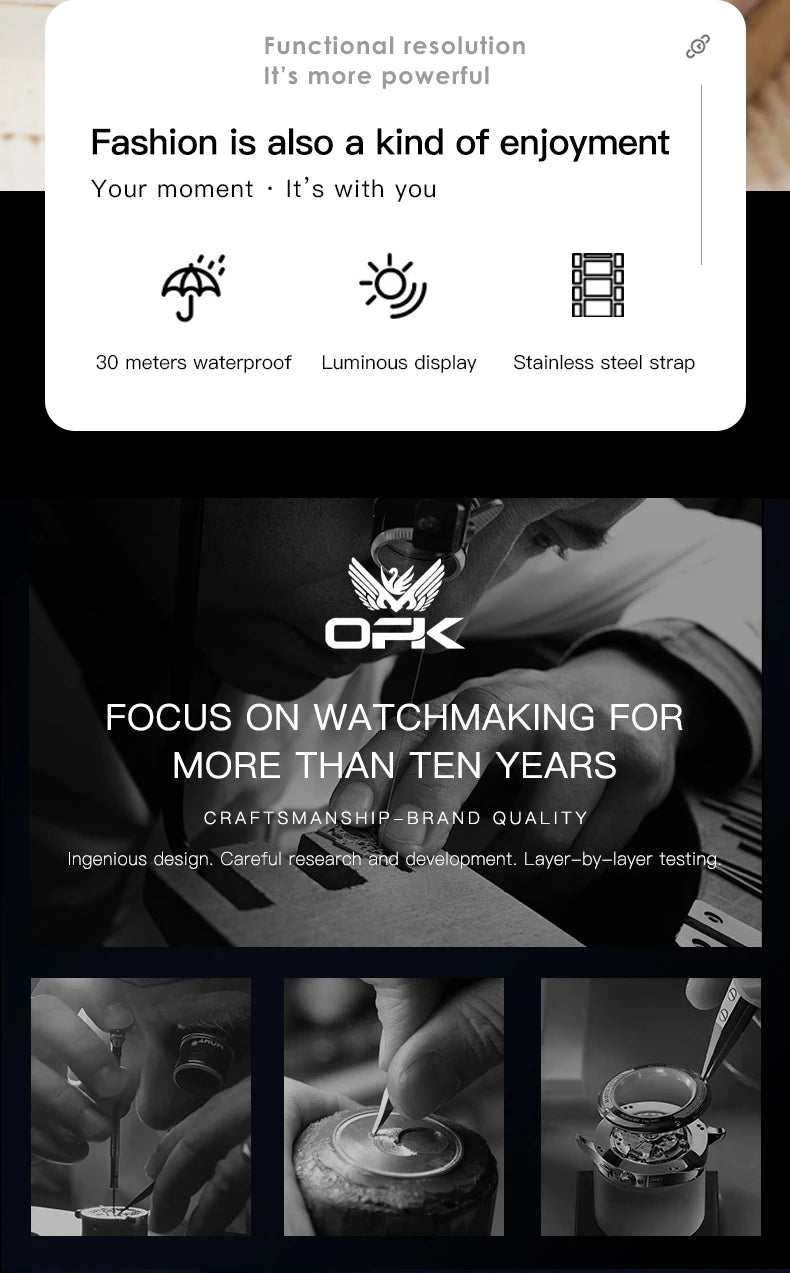 OPK 8115 Women's Watches Simple Fashion Oirginal Wristwatch for Female Stainless Steel Mesh Strap Waterproof Luminous Reloj