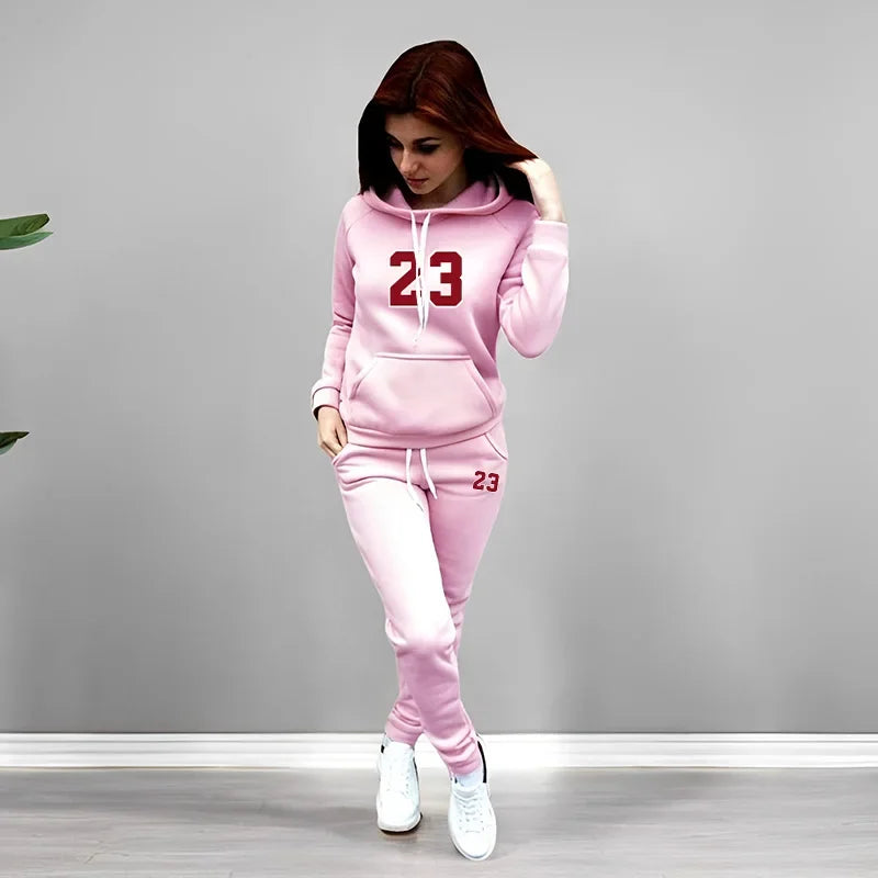 Autumn Winter Fashion Casual Printing Woman Two piece Set Women Tracksuit Outfits Hooded Suit Quality Ladies Daily Jogging Sport