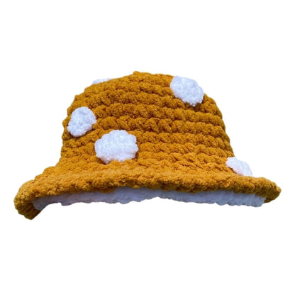 Halloween Crochet Fisherman Hat Soft Bucket Hat  Handmade Mushroom Hat Women Children Hat Novelty Photoshoots Hat M6CD