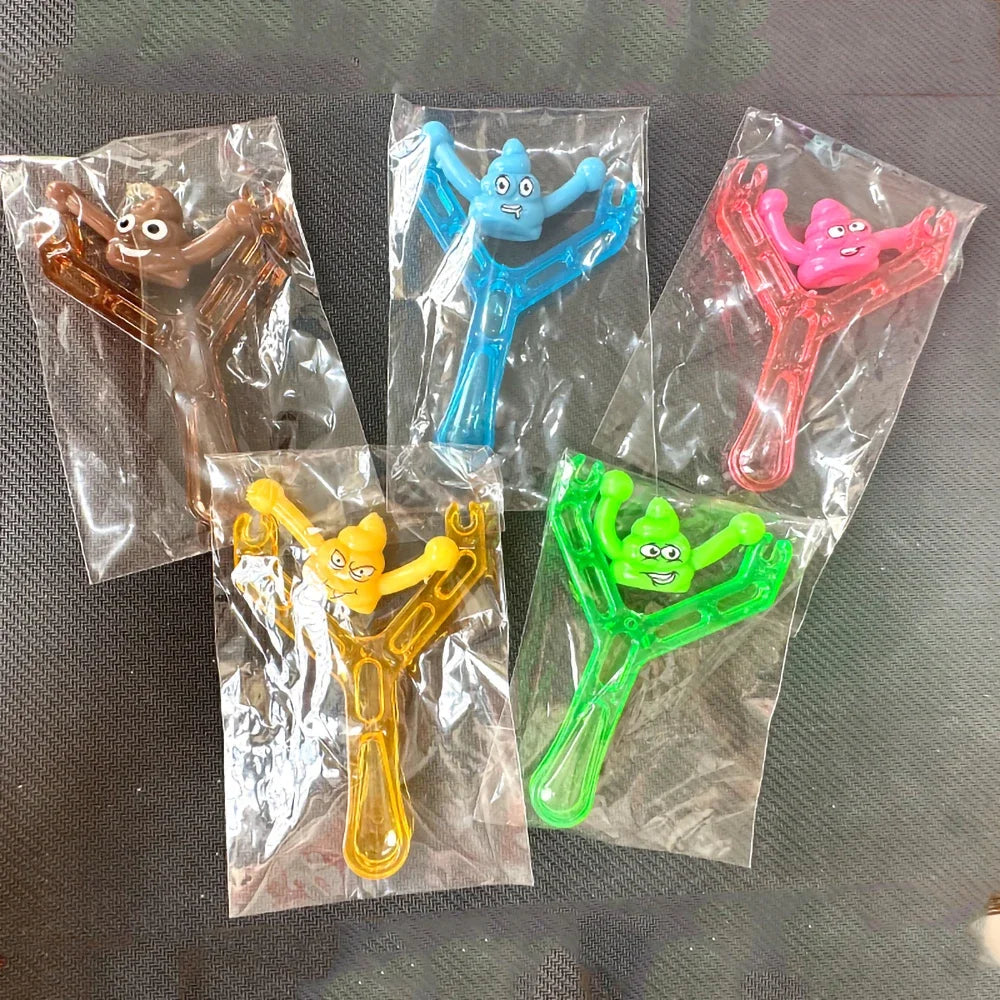 5/10 Sets Funny Poop Launcher Poop Slingshot Bullet Children's Birthday Party Christmas Gift Decompression Toys Spoof Props