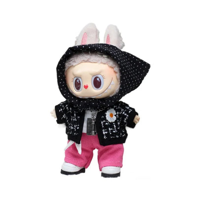 Clothes For Labubu 17cm Outfit Accessories for The Monster Korea Kpop Labubu Idol V1 V2 V3 Clothing GD K-Pop Cool Suit Straw Hat