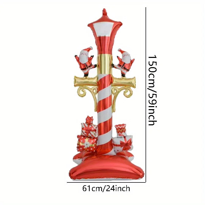 Christmas Foil Balloon New Year Snowman Santa Claus Standing Street Lamp Balloon for Kids Party Gift Home Decorats Supplies