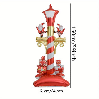 Christmas Foil Balloon New Year Snowman Santa Claus Standing Street Lamp Balloon for Kids Party Gift Home Decorats Supplies