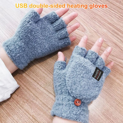 USB Electric Heated Gloves Adjustable Temperature Full Half Finger Warmer Touchscreen Electric Thermal Gloves Warm Winter Warmer