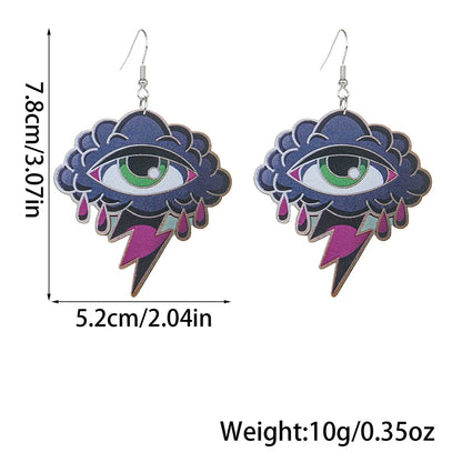 EtherealBe Halloween devil eye earrings featuring a colorful design with dripping details