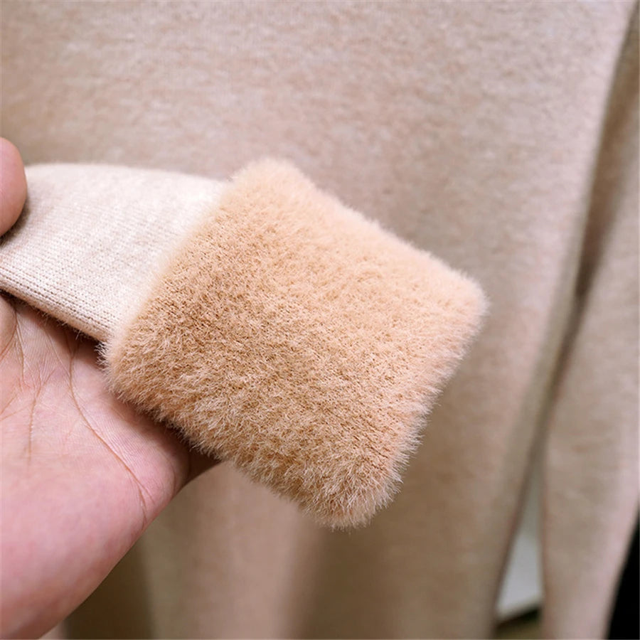 Sweater For Women Winter Thicken Turtleneck Slim Knit Pullover New Warm Plush Velvet Lined Knitwear Jumper Tops Casual Poleras