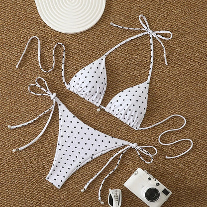 Trend Bikinis 2026 Women's Swimsuit Sexy Pearl Micro Bikinis Sets Dot Print Female Swimwear for Woman Bathing Suits Beachwear