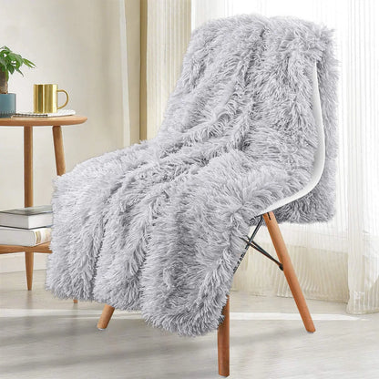 Thickened Fluffy Blanket Warm Spring Bedspread on the bed Stitch plaid sofa cover Double side blankets and throws for Home decor