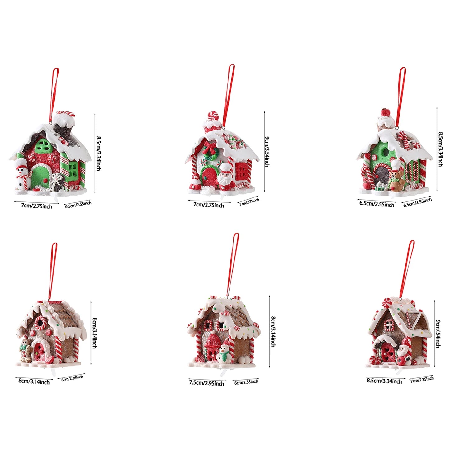 Christmas Theme LED Pendant Snowman Gingerbread Santa Claus Light House Soft Pottery Hanging Tree Home New Year Party Decoration