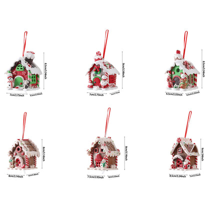Christmas Theme LED Pendant Snowman Gingerbread Santa Claus Light House Soft Pottery Hanging Tree Home New Year Party Decoration