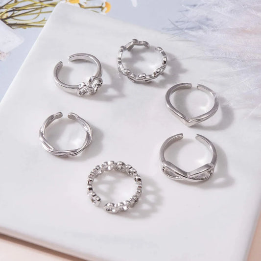 12pcs/Set Kpop Jewelry Open Heart Shape White Copper Alloy Toe Rings Foot Ring Set Korean Style Accessories Women Accessories