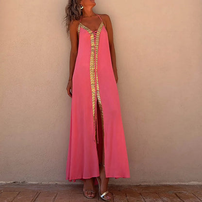 Summer Womens Boho Dresses Lace Up Halter Maxi Dress Vacation Beach Dresses Vestidos Bohemian Long Sundress платье женское