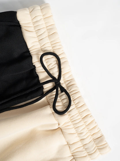 Women Loose Autumn Winter Two Pieces Suit Matching Sets Hoodie Tracksuit Blocked Zipper Short Outerwear Drawstring Cargo Pants