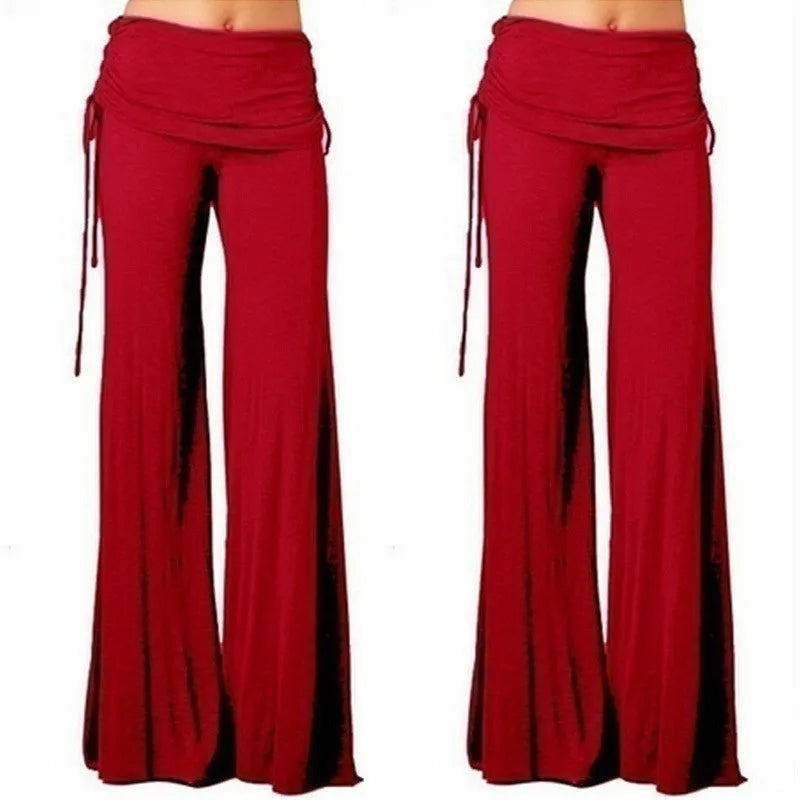 EtherealBe women's medieval cosplay pants in red with a wide leg design and adjustable tie waist