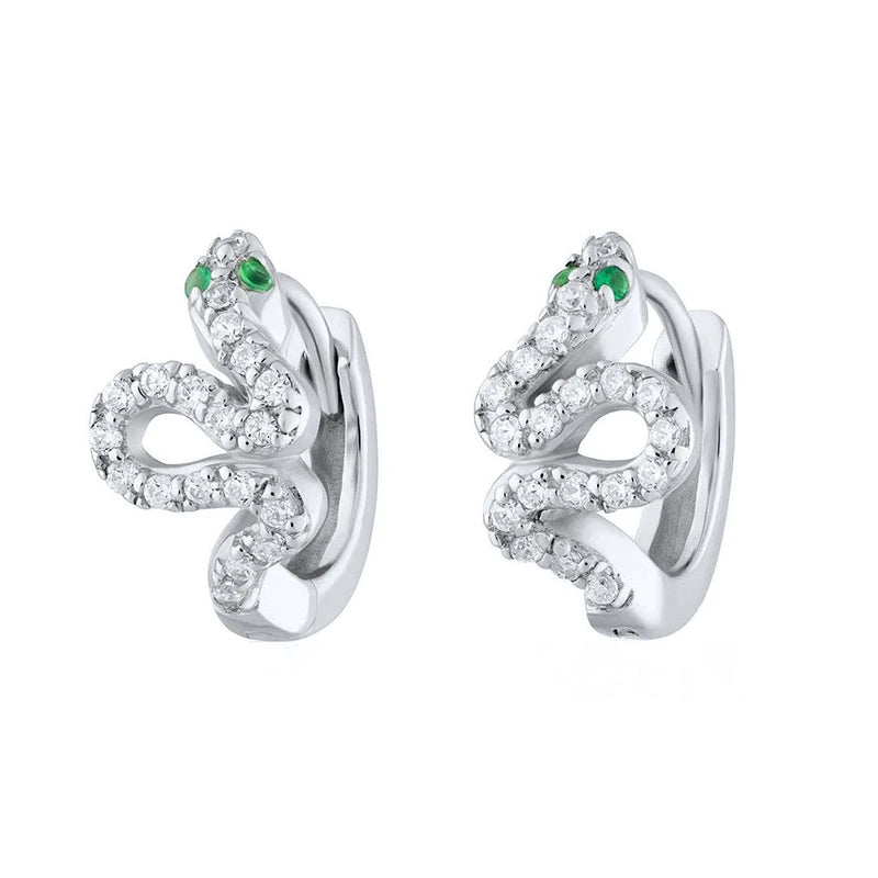925 Sterling Silver Needle Pave Crystal Snake Type Stud Earrings for Women Simple Cute Animal Earrings Fashion Delicate Jewelry