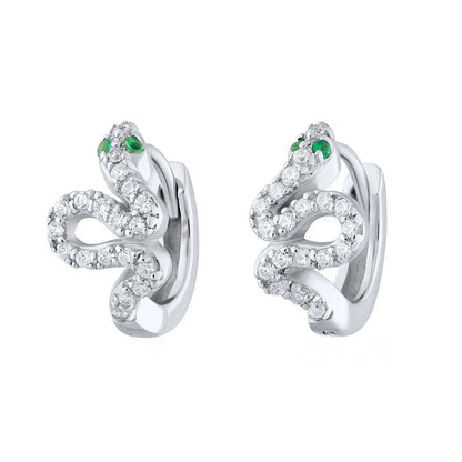 925 Sterling Silver Needle Pave Crystal Snake Type Stud Earrings for Women Simple Cute Animal Earrings Fashion Delicate Jewelry