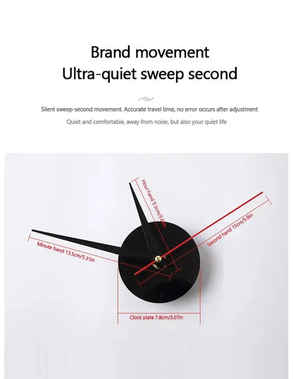 EW Creative Simple Luminous Digital Clock European Style DIY Silent Wall Clock Study Living Room Punch-Free Wall Sticker Clock