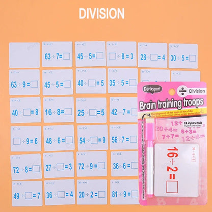 Mathematical Math Learning Tool Montessori Training Math Erasable Add Subtract Multiply and Division Table Cards Seheck for Kids