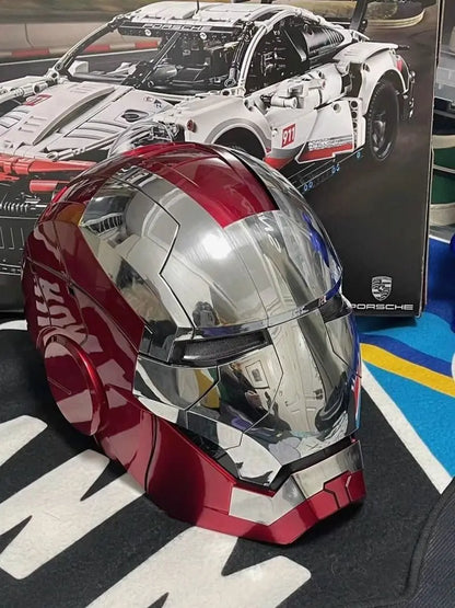 Iron Man 1/1 Cosplay Helmet Mk5 Electric Voice Control Helmet Led Eyes Metal Mask Model Toys Children Adults Christmas Gift