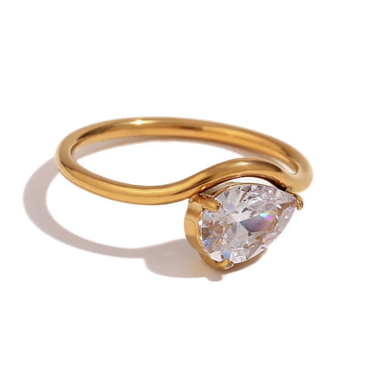 E.B.belle Zircon 18K Plated Stainless Steel Women's Rings Trendy Luxury Shiny Hypoallergenic Rings Sets Jewelry Decoration Gift