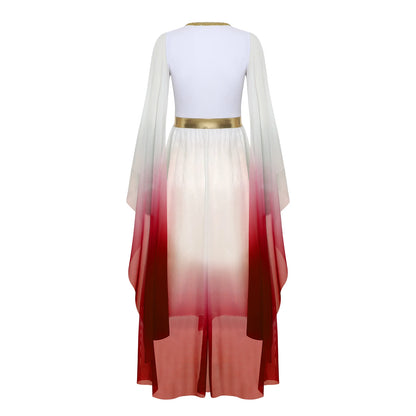 Women Halloween Ancient Greek Goddesses Queen Cosplay Costume Roman Toga Gold Trim Cape Tunic Dress Church Choir Worship Robe