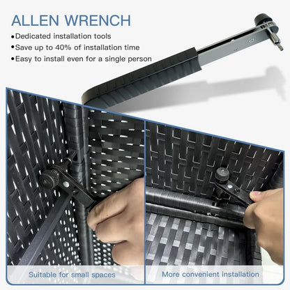 7 Pieces Patio Furniture Set - Outdoor Sectional Wicker Rattan Furniture with Cushion and Glass Table Patio Poolside Backyard