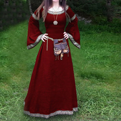 Medieval Gothic Cosplay Costumes for Women Halloween Carnival Party Performance Long sleeve Middle Ages Renaissance Dresses