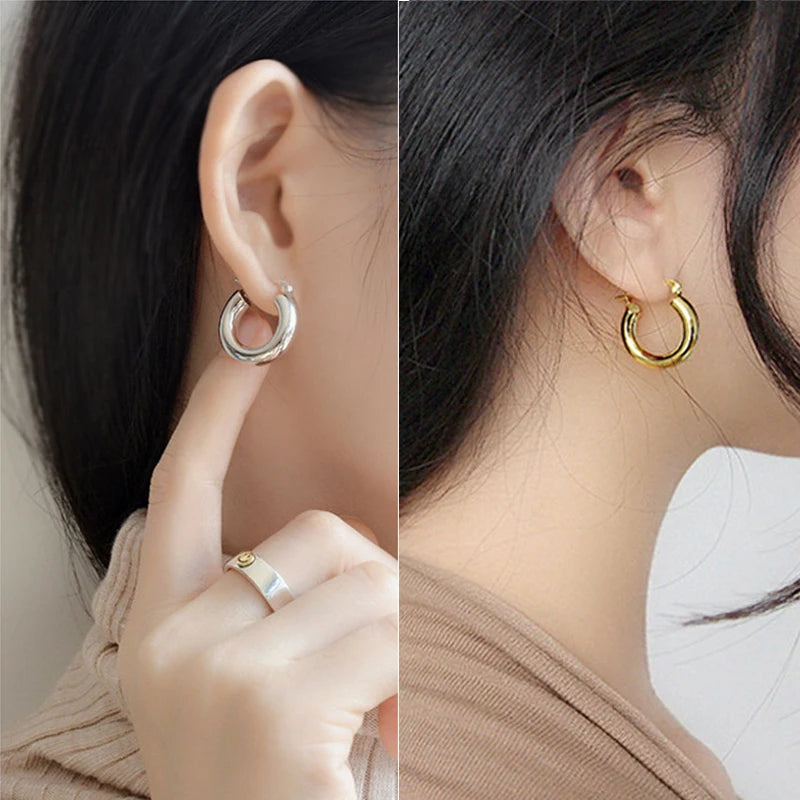 Original 925 Sterling Silver Hoop Earrings For Women Love Heart Round Vintage Earring Jewelry Party Christmas Gift