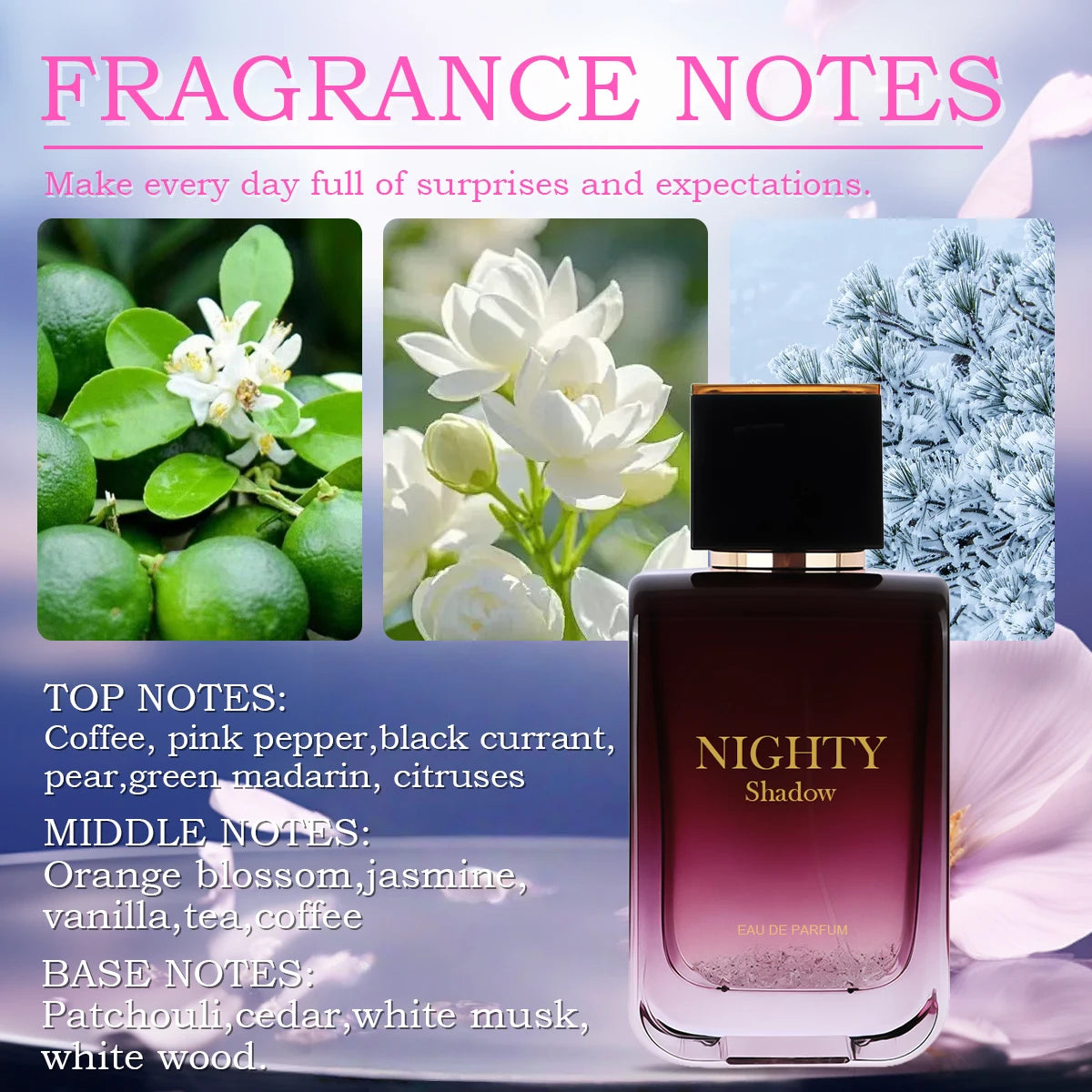 MINISO NIGHTY SHADOW Women Perfume Original Luxury Floral Eau De Parfum Designer Fragrance For Woman Body Spray 100ML