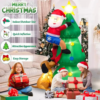 6FT Christmas Inflatable Decoration Toys Santa Claus Christmas Tree Outdoor Yard Garden New Year Xmas  Decor Glowing Toys Model
