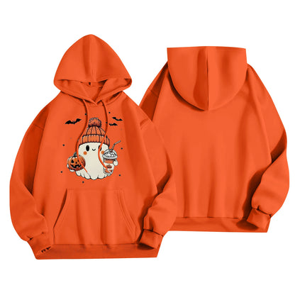 Women Halloween Printed Hoodie Casual Long Sleeve Sweatshirt Fashion Oversize Pullover Cozy Winter Streetwear Chic Loungewear