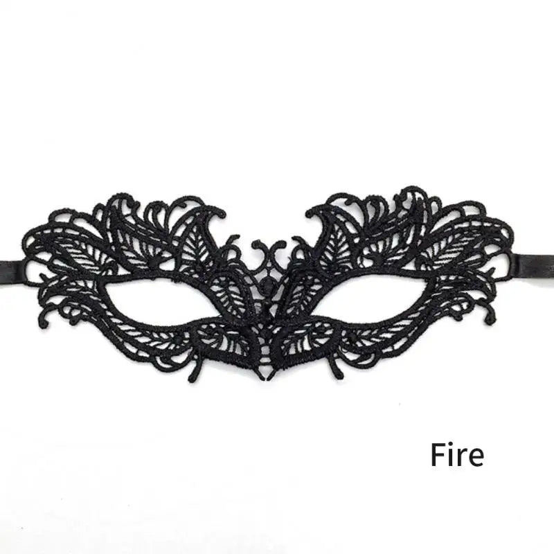 EtherealBe women's black lace masquerade mask with intricate floral design and adjustable straps