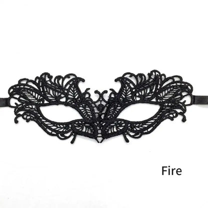 EtherealBe women's black lace masquerade mask with intricate floral design and adjustable straps
