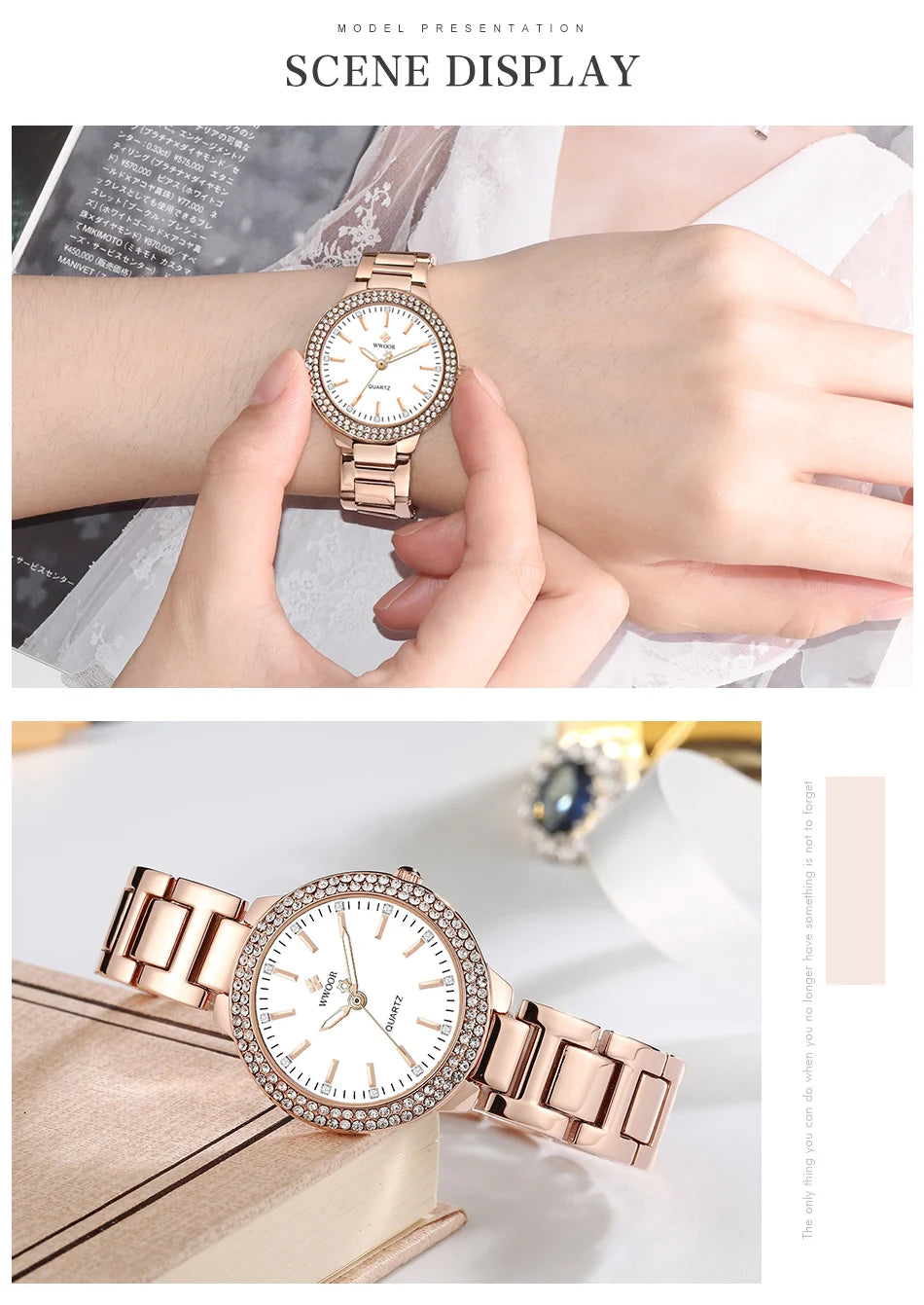 WWOOR New Women's Watches Fashion Crystal Diamond Ladies Quartz Wristwatch For Woman Relogio Feminino Female Montre Reloj Mujer