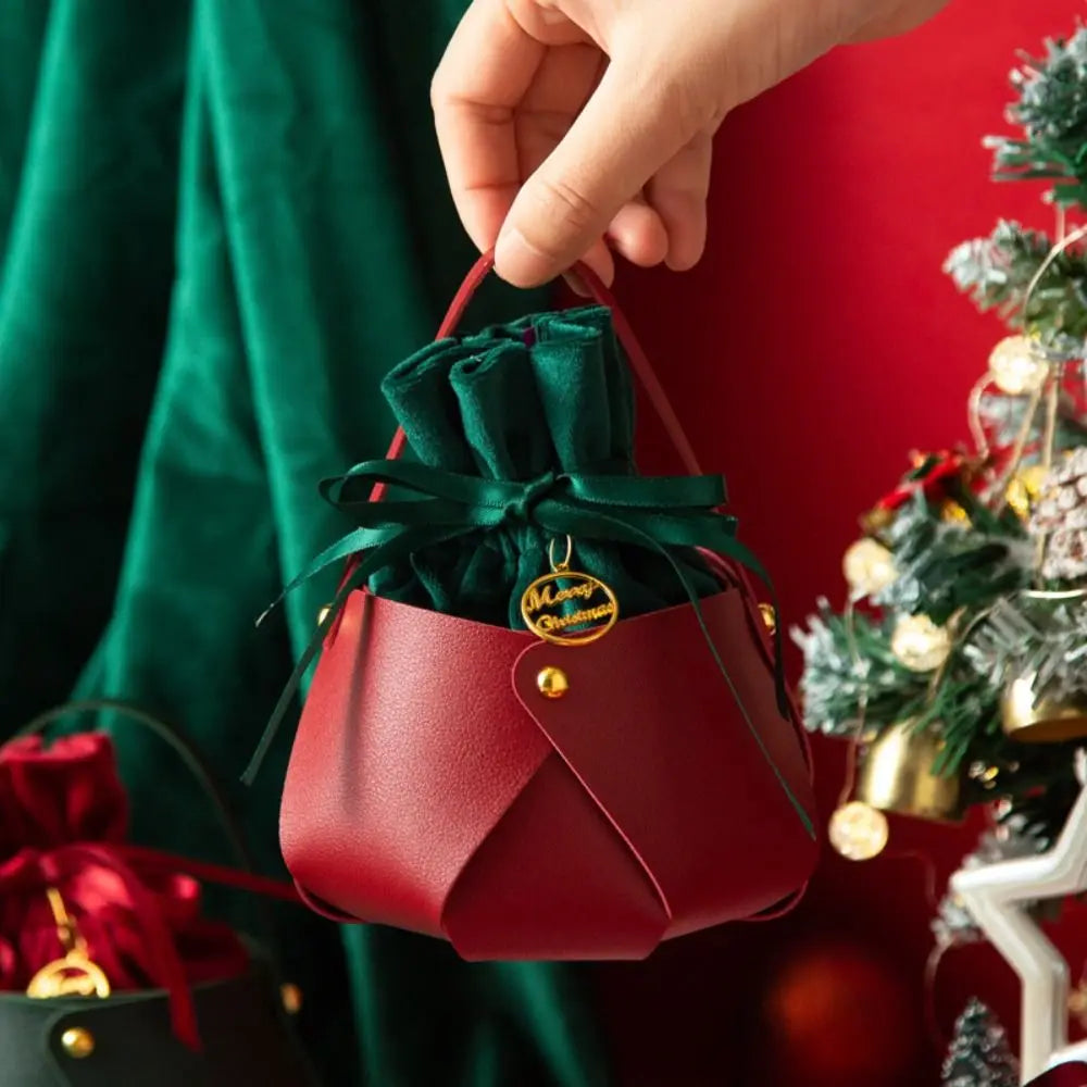 For Children Kids Ornament Christmas Decoration PU Gift Handbag Gift Pouch Christmas Present Bag Candy Bag Material Package