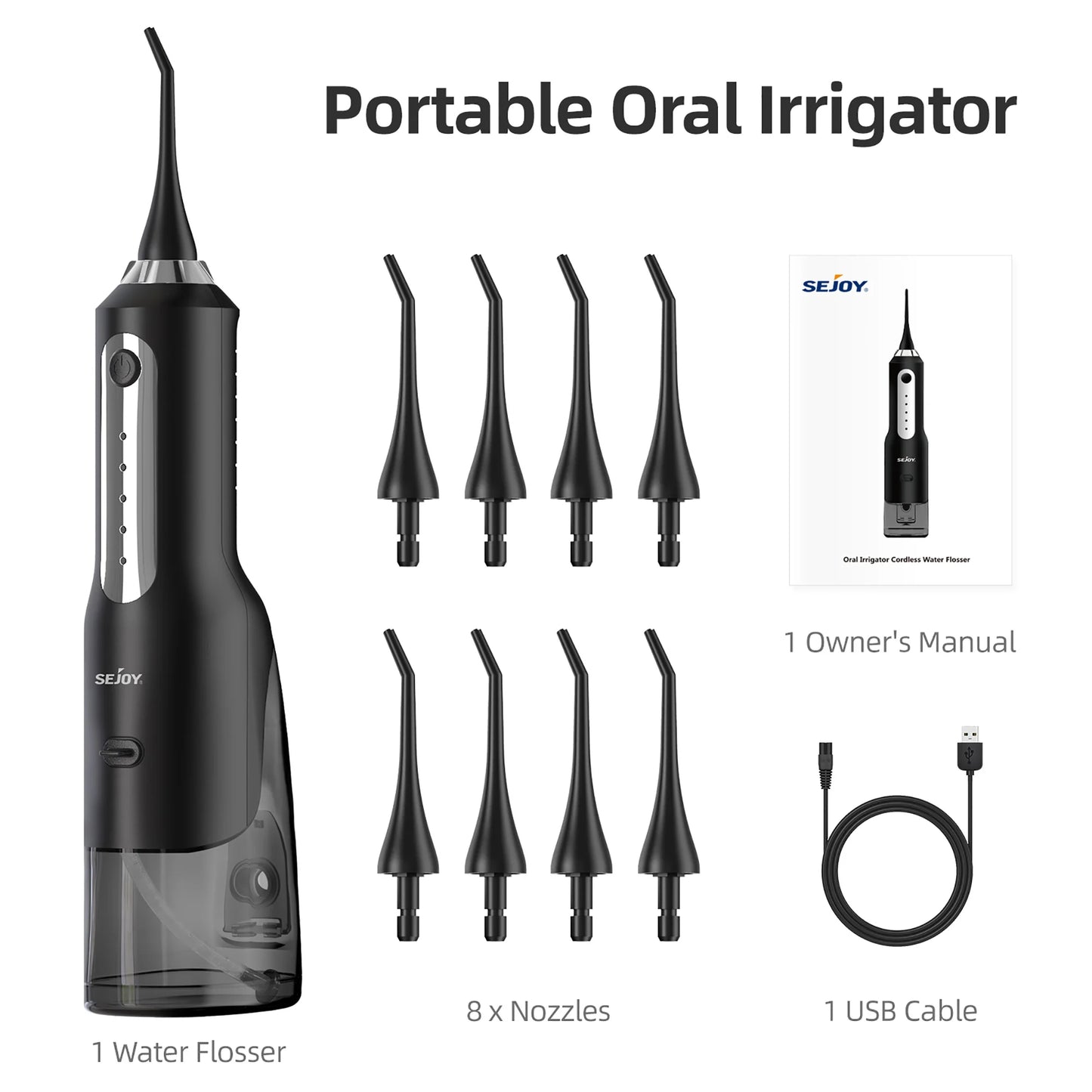 SEJOY Water Flosser for Teeth Irrigator Teeth Whitening Tool Portable Water Pick Personal Care Appliances Dental Teeth Cleaner