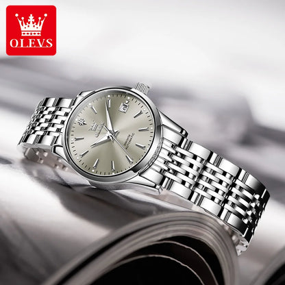 OLEVS 6635 Elegant Women's Watches Simple Fashion Automatic Mechanical Wristwatch for Lady Waterproof Luminous Date Gift Box